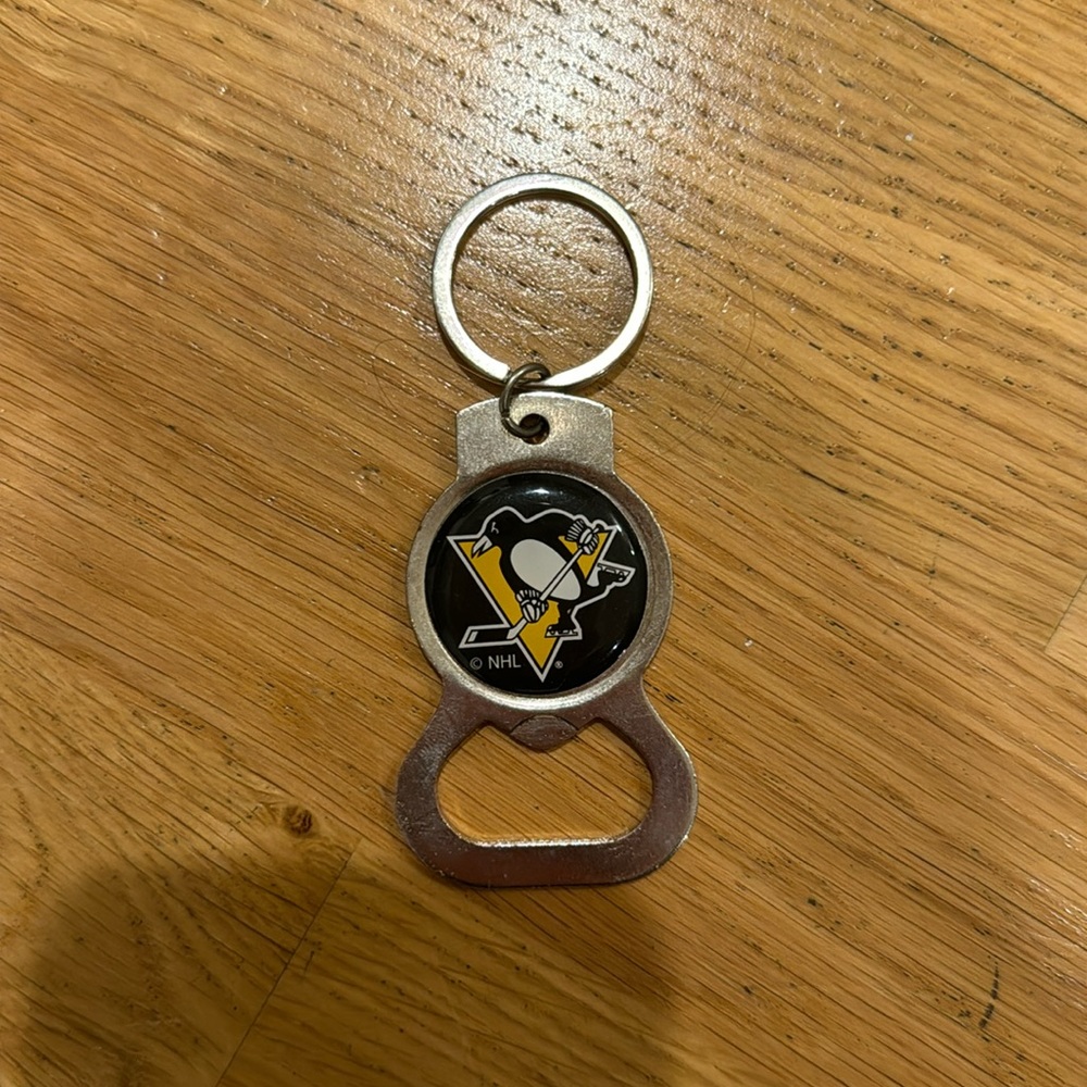 Penguins Hockey Bottle Opener Keychain